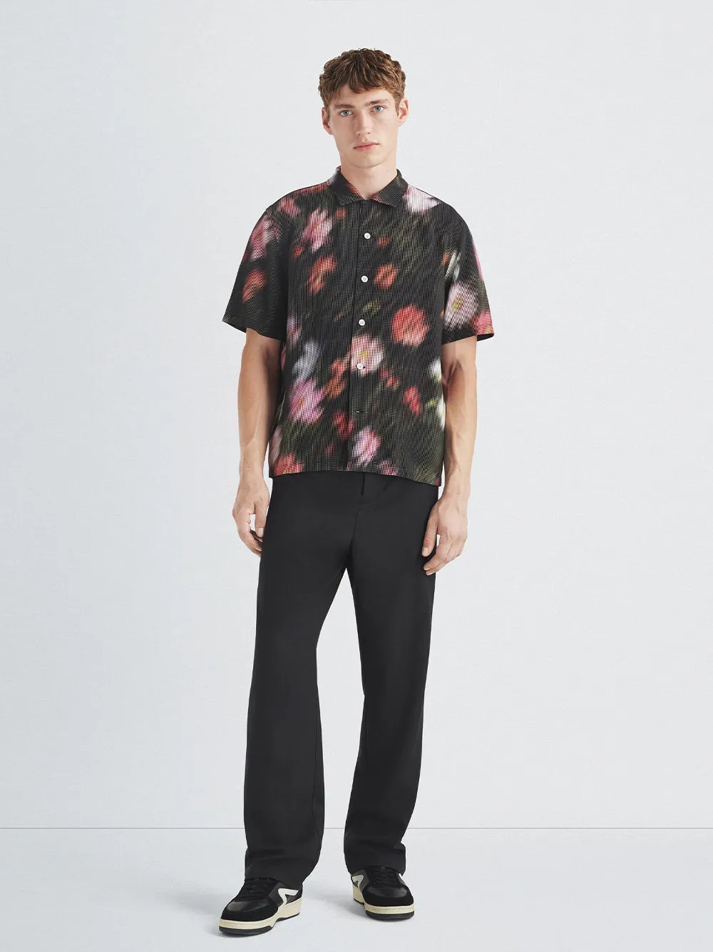 Avery Printed Viscose Shirt (Black Floral)