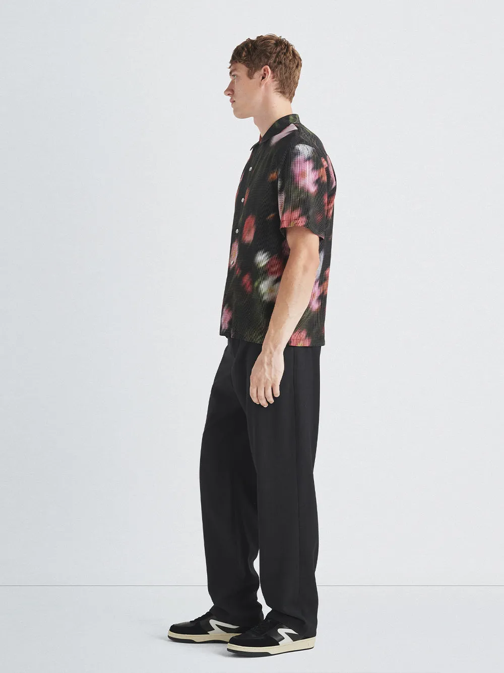 Avery Printed Viscose Shirt (Black Floral)