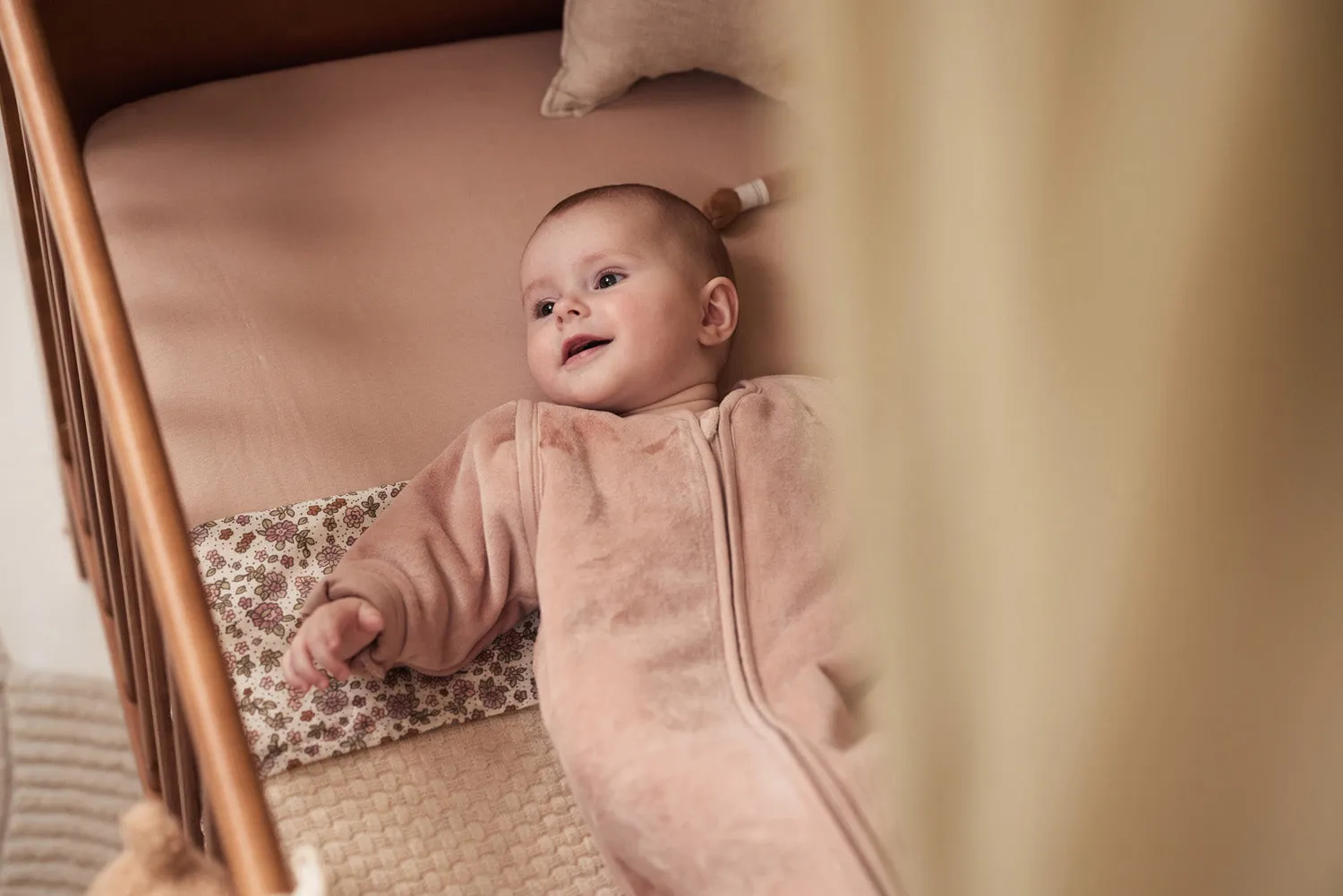 Baby Sleeping Bag with Removable Sleeves 110cm Velvet - Wild Rose