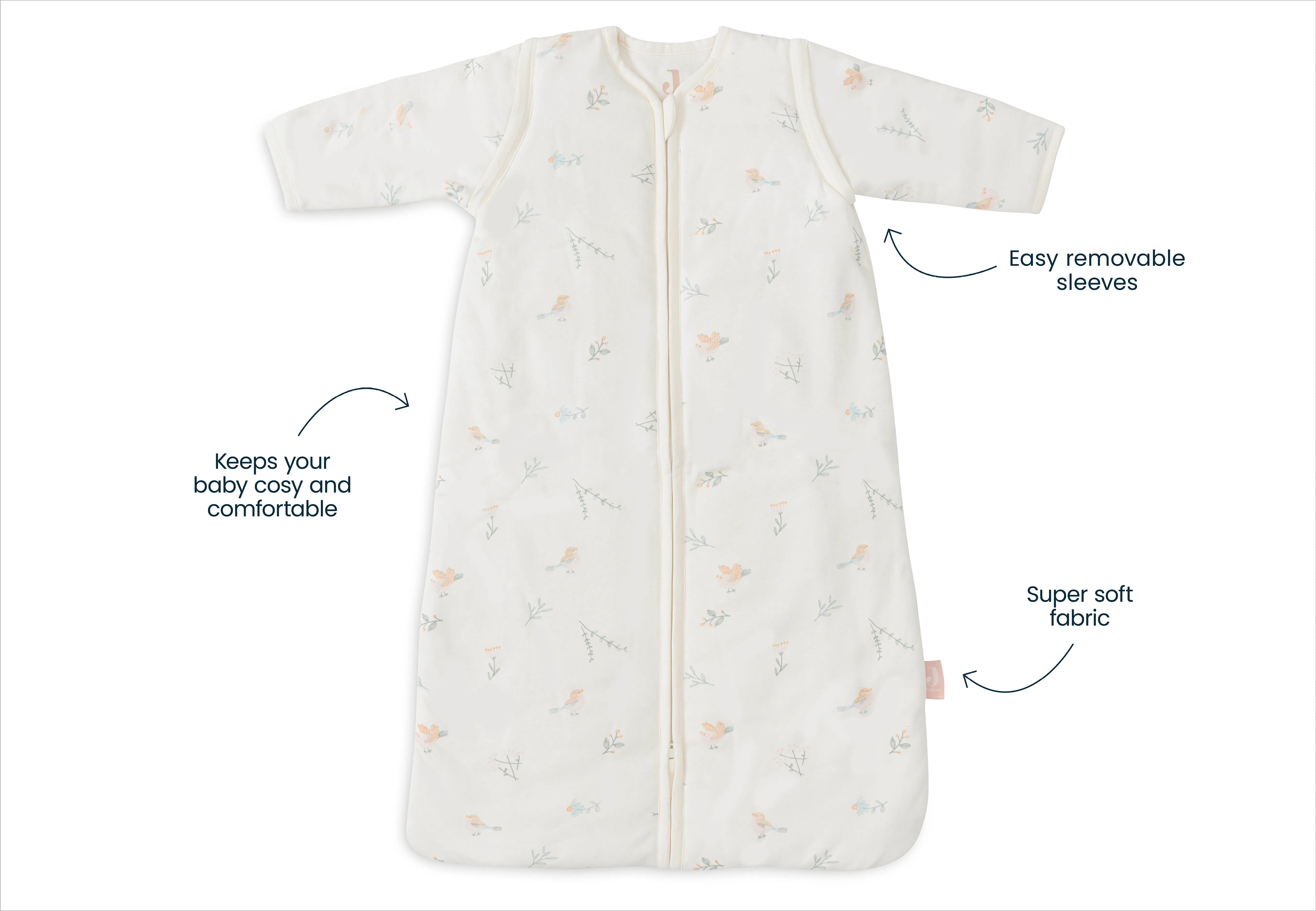Baby Sleeping Bag with Removable Sleeves 70cm Lovely Birds
