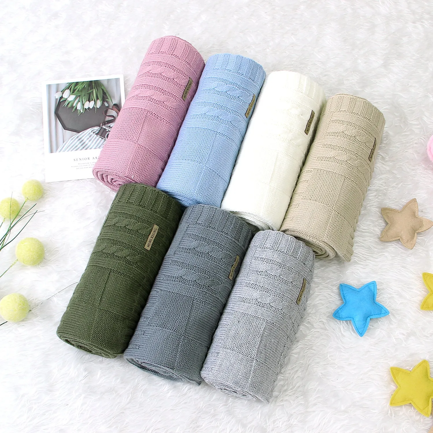 Baby Solid Color Knitted Blanket Baby Windproof Cover Baby Clothes Wholesale