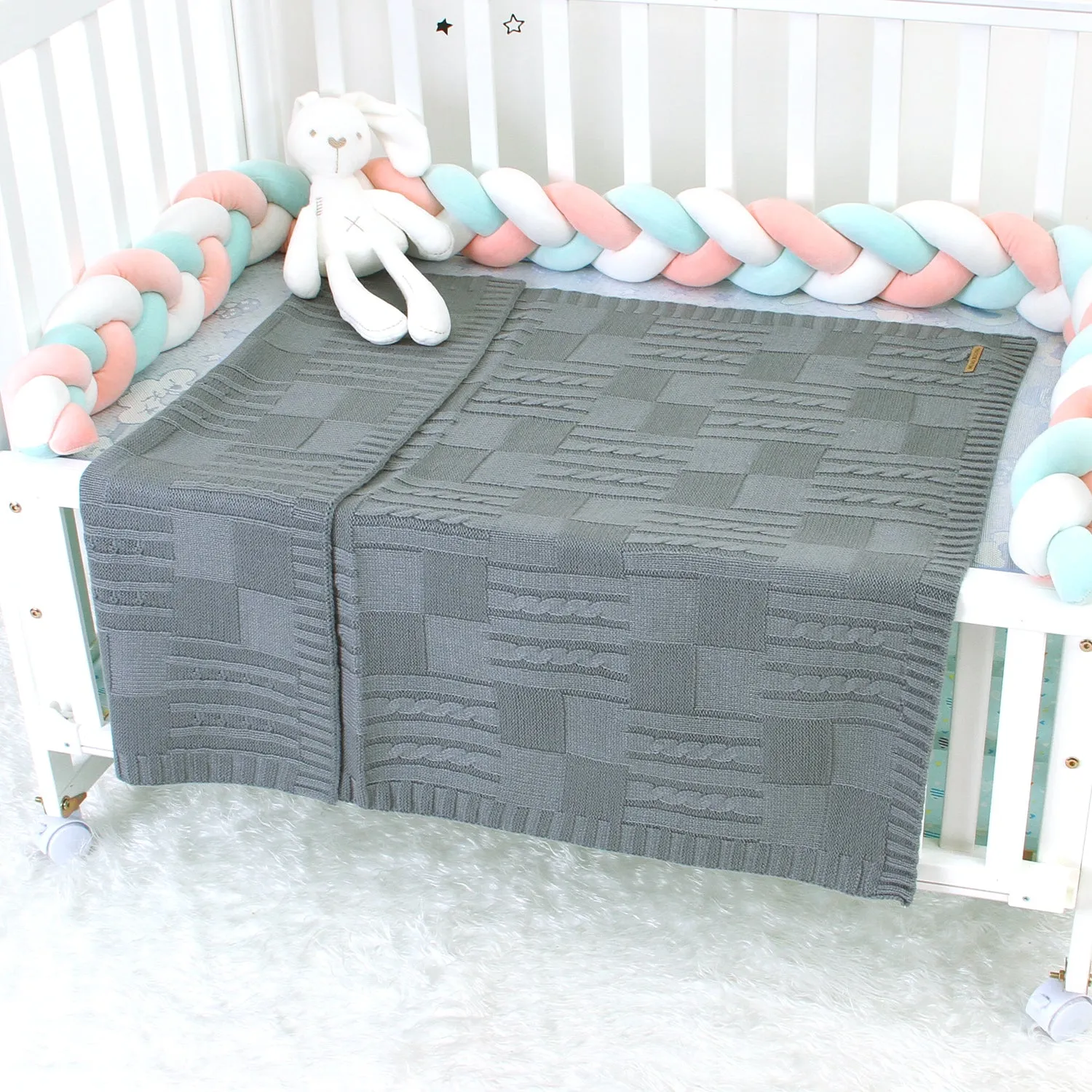 Baby Solid Color Knitted Blanket Baby Windproof Cover Baby Clothes Wholesale