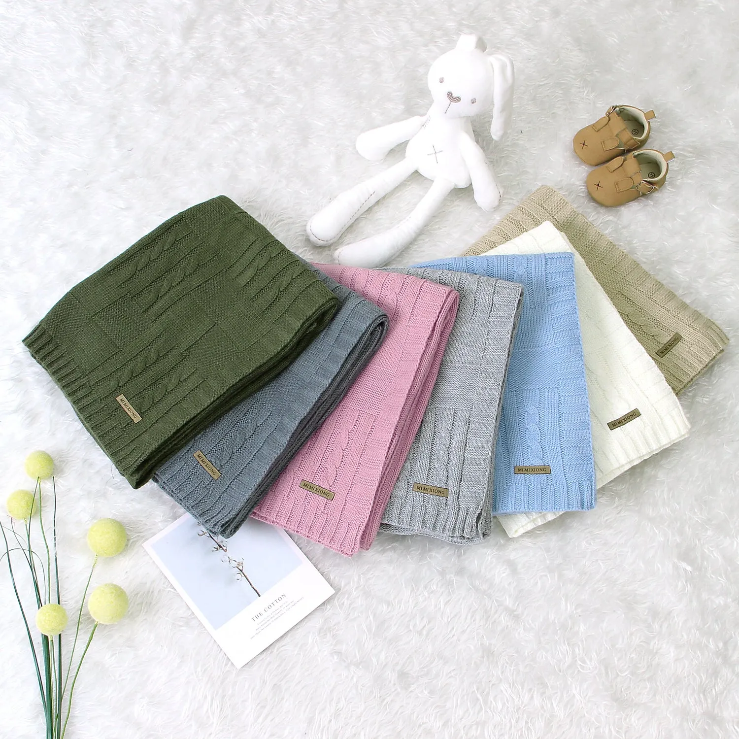 Baby Solid Color Knitted Blanket Baby Windproof Cover Baby Clothes Wholesale