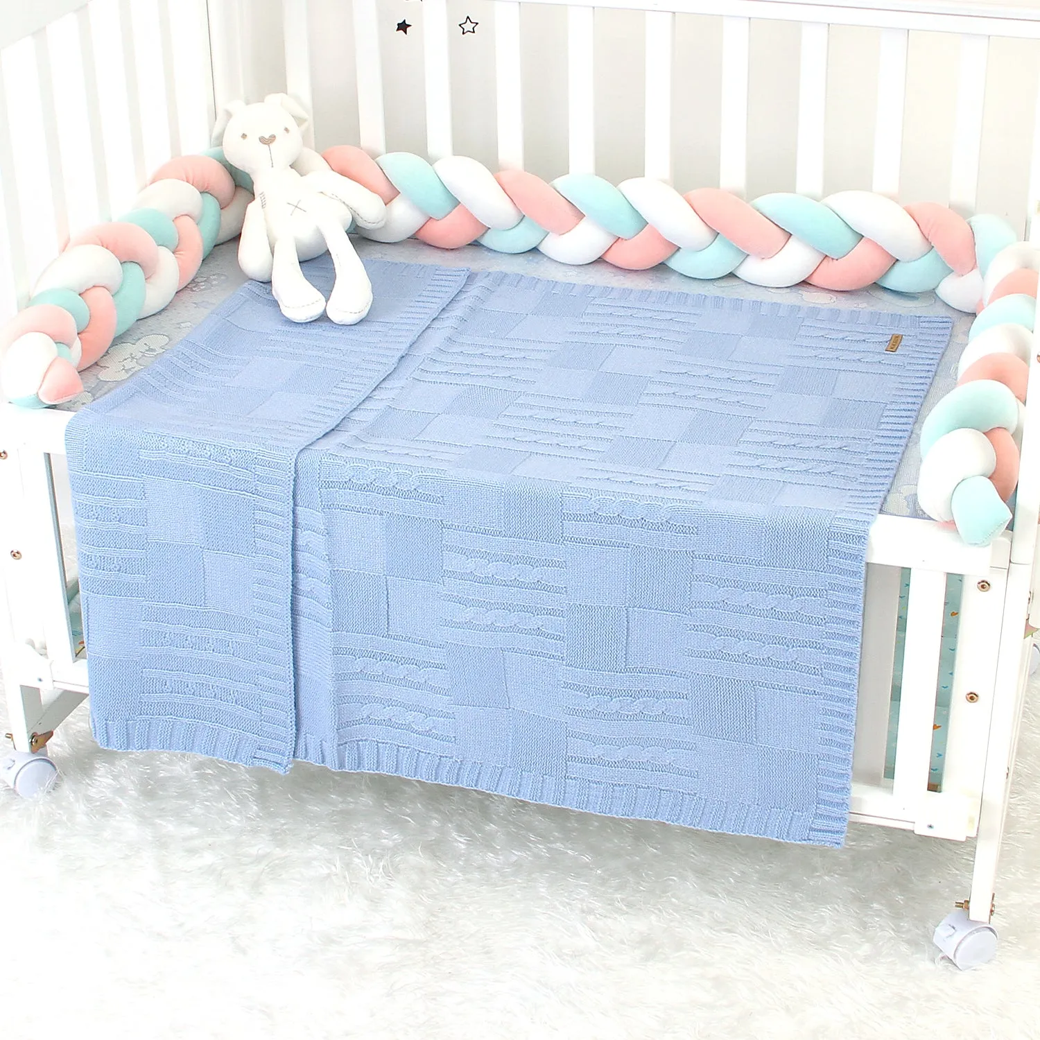 Baby Solid Color Knitted Blanket Baby Windproof Cover Baby Clothes Wholesale