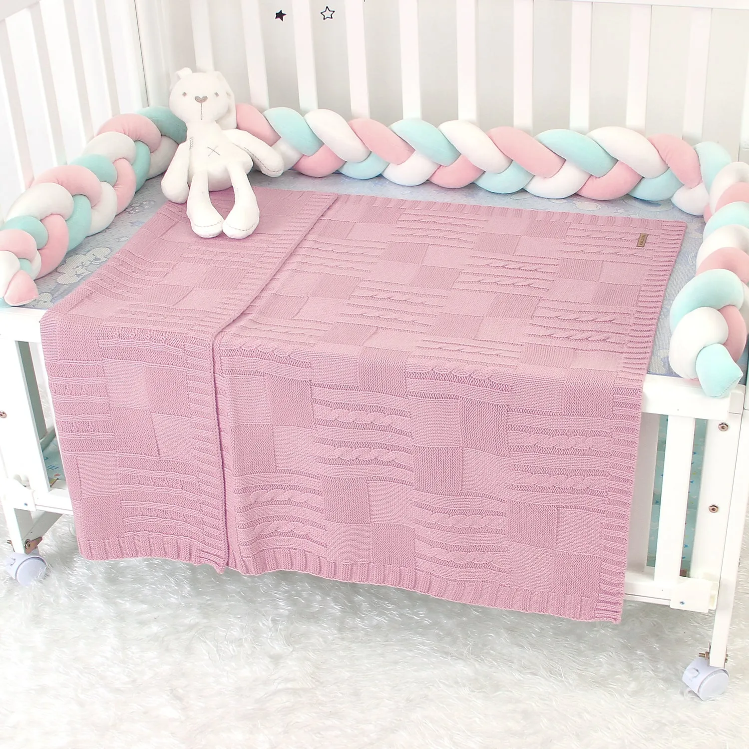 Baby Solid Color Knitted Blanket Baby Windproof Cover Baby Clothes Wholesale