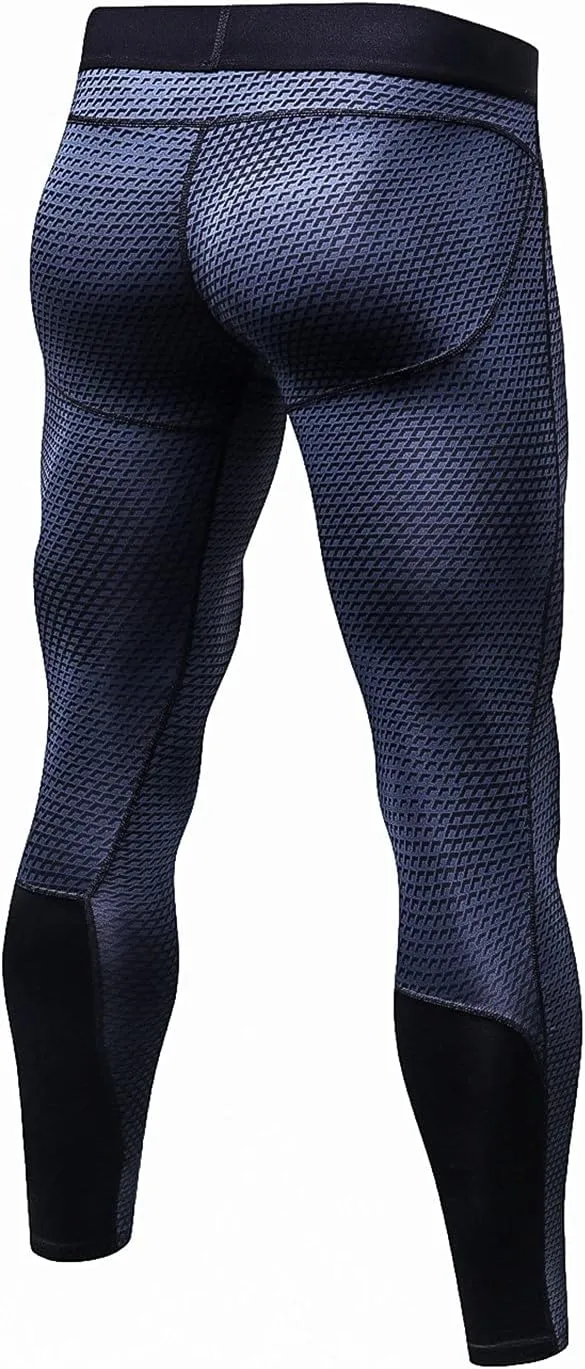 BADHUB Men's Compression Pants Tights Leggings Sports Baselayer Running Breathable Athletic Workout Fitness Pants