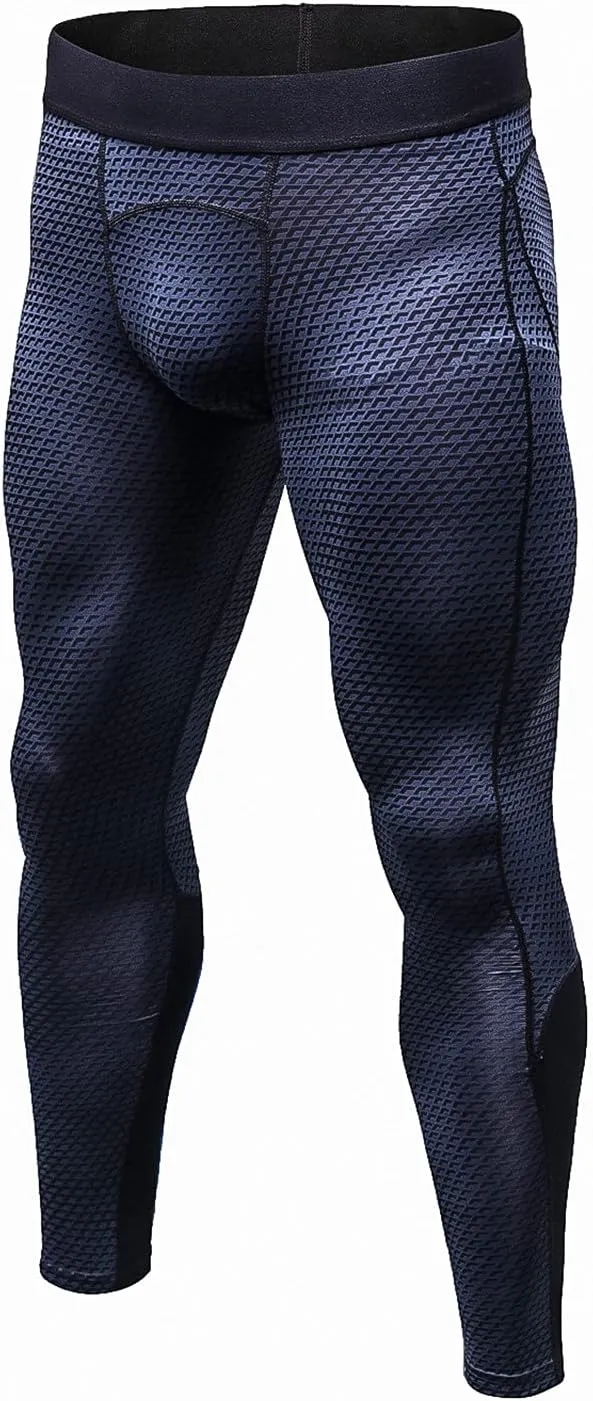 BADHUB Men's Compression Pants Tights Leggings Sports Baselayer Running Breathable Athletic Workout Fitness Pants