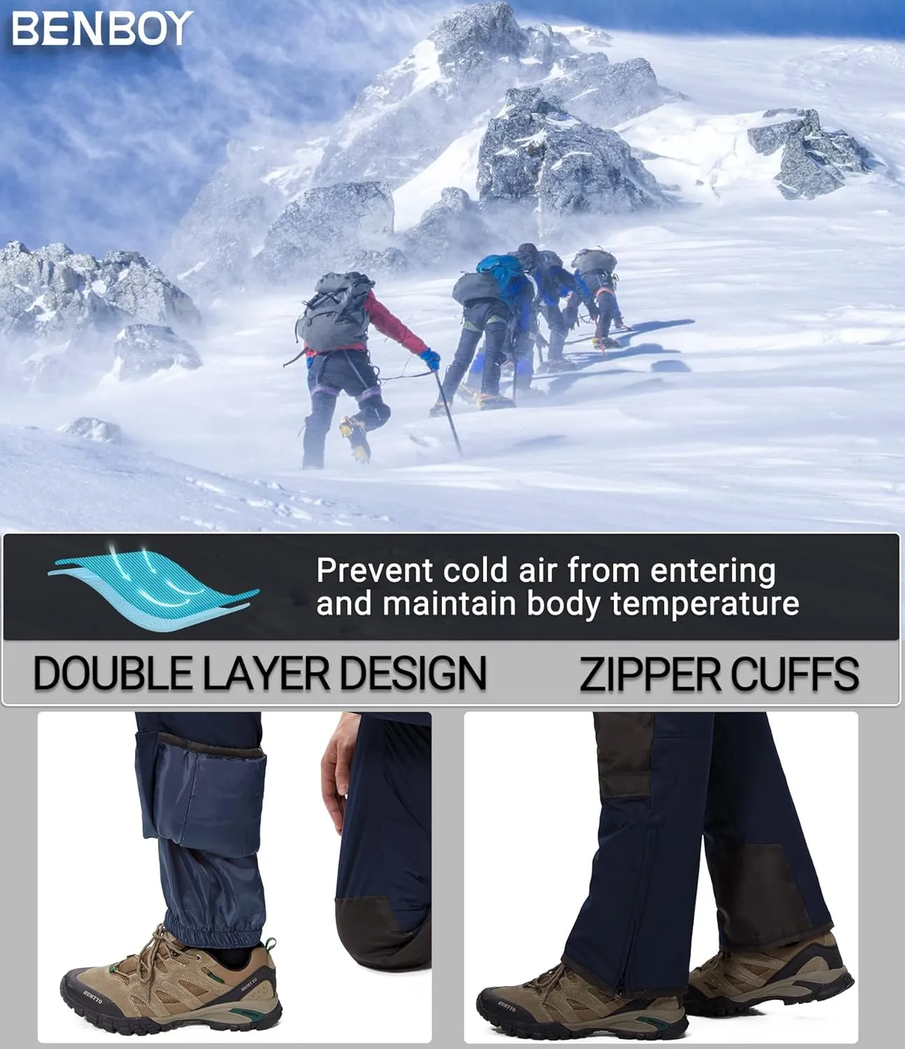 BenBoy Mens Snow Bibs Ski Pants Softshell Waterproof Insulated Ripstop Snowboarding Overalls Winter