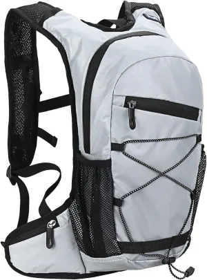 Bike Pannier,YIWENG 8L High Visibility Reflective Cycling Hydration Backpack Outdoor Sports Running Hiking Backpack Travel Daypack Shoulder Bag, Grey