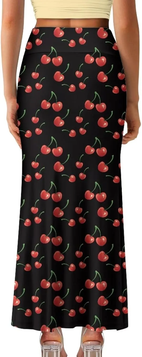 Biyejit Bodycon Maxi Skirts for Women, Foldover High Waist Flowy Pencil Long Skirts High Waist Floor Length Plus Size