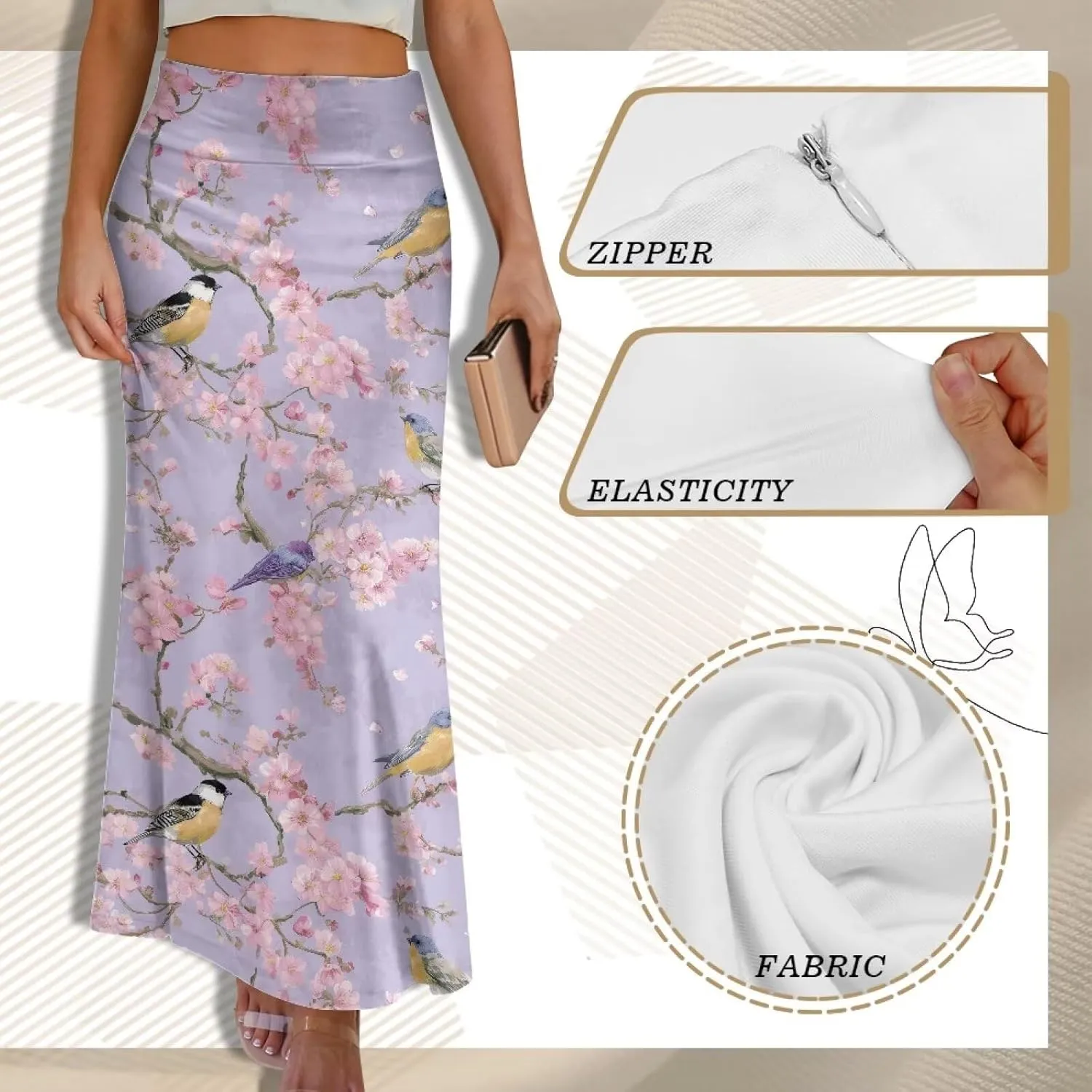 Biyejit Bodycon Maxi Skirts for Women, Foldover High Waist Flowy Pencil Long Skirts High Waist Floor Length Plus Size