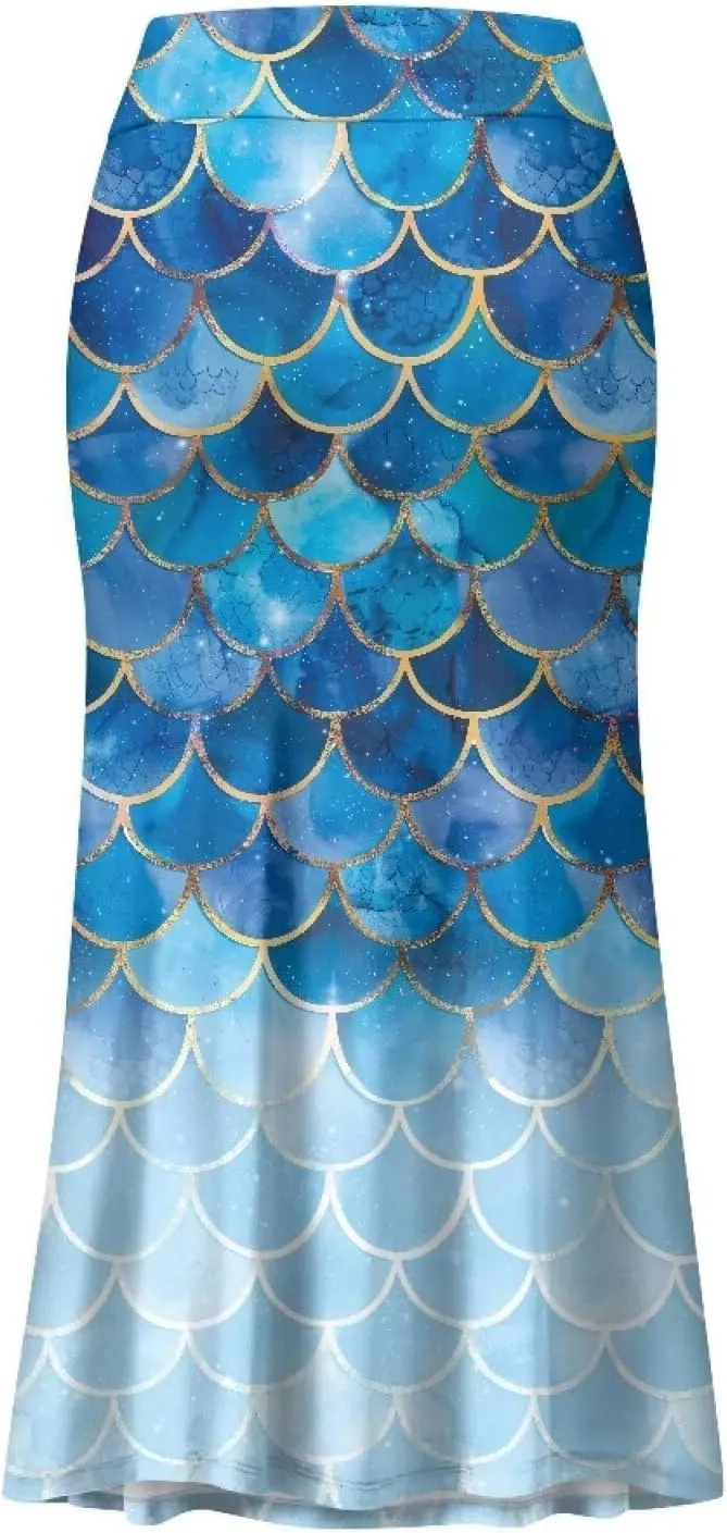 Biyejit Bodycon Maxi Skirts for Women, Foldover High Waist Flowy Pencil Long Skirts High Waist Floor Length Plus Size