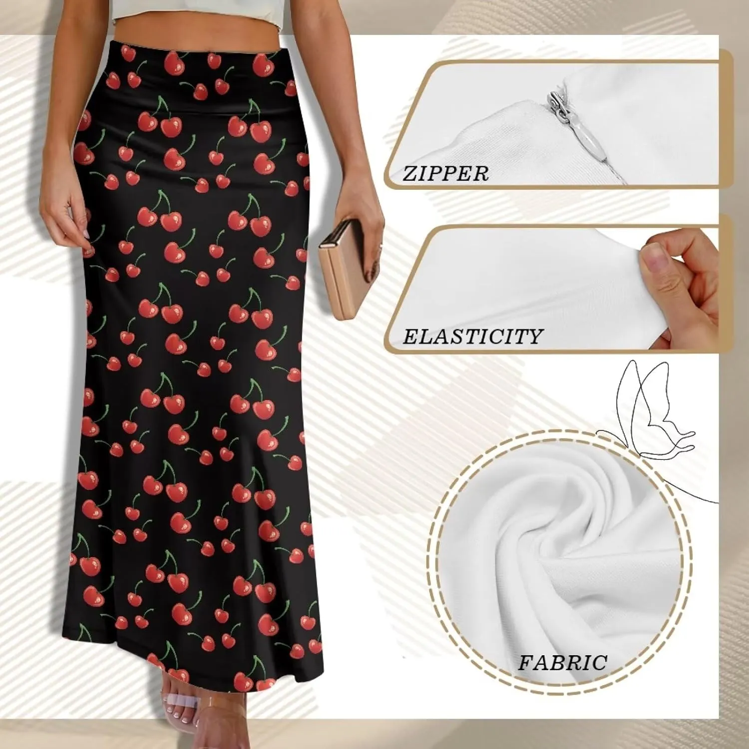 Biyejit Bodycon Maxi Skirts for Women, Foldover High Waist Flowy Pencil Long Skirts High Waist Floor Length Plus Size
