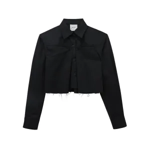 Black Deconstructed Cropped Shirt