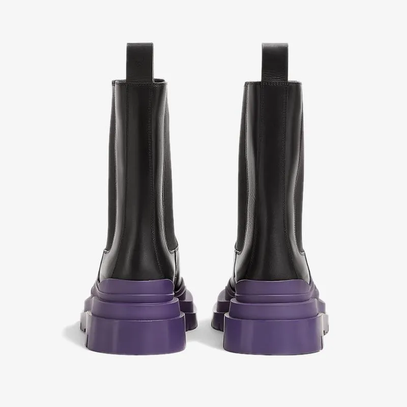Black/Purple Chelsea Boots