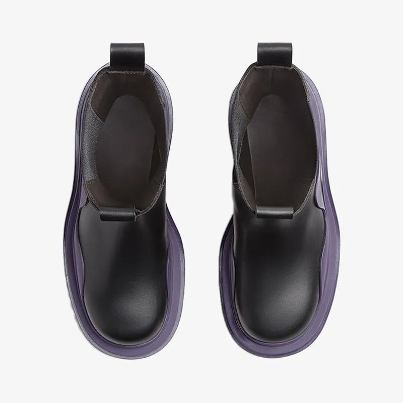 Black/Purple Chelsea Boots