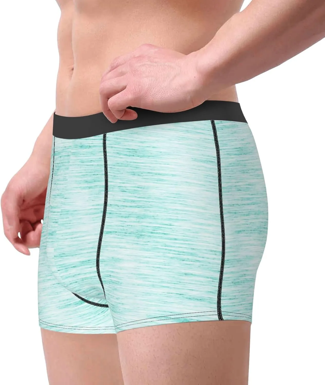 Blue Bright Print Boxer Briefs For Men Breathable Underwear-