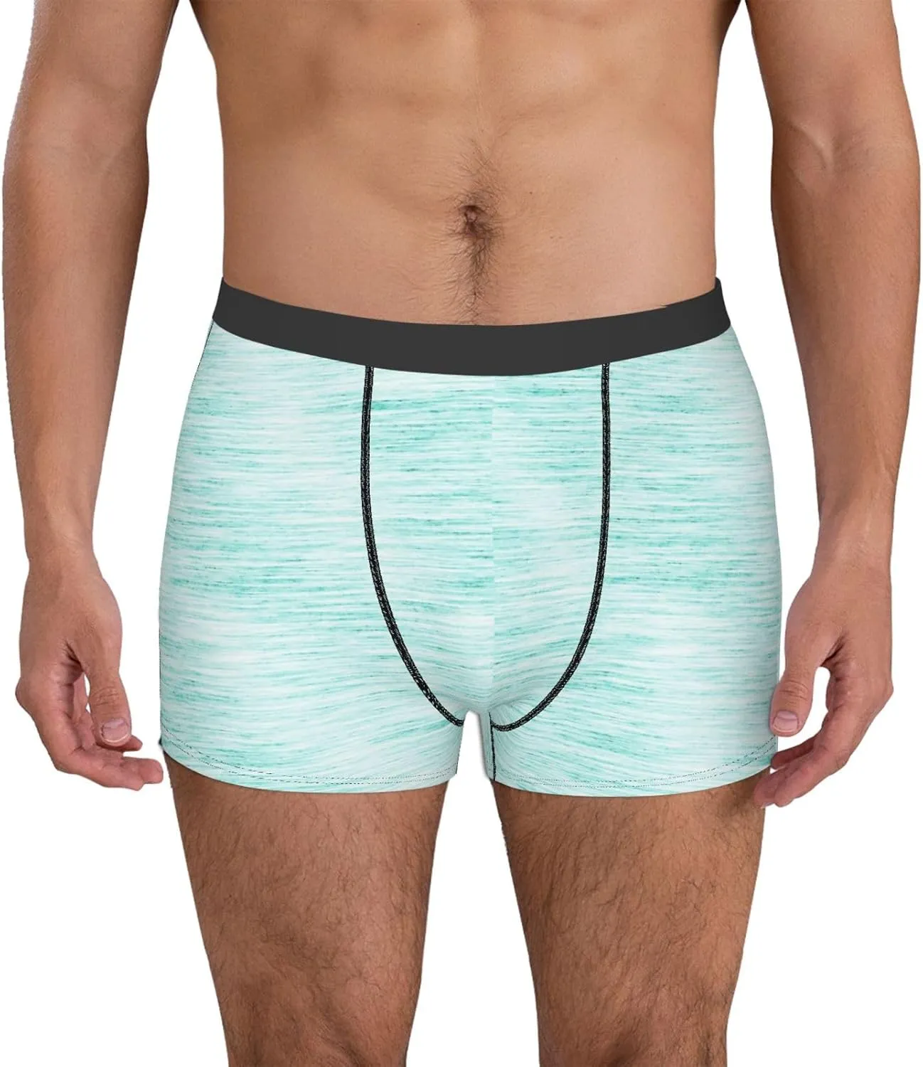 Blue Bright Print Boxer Briefs For Men Breathable Underwear-