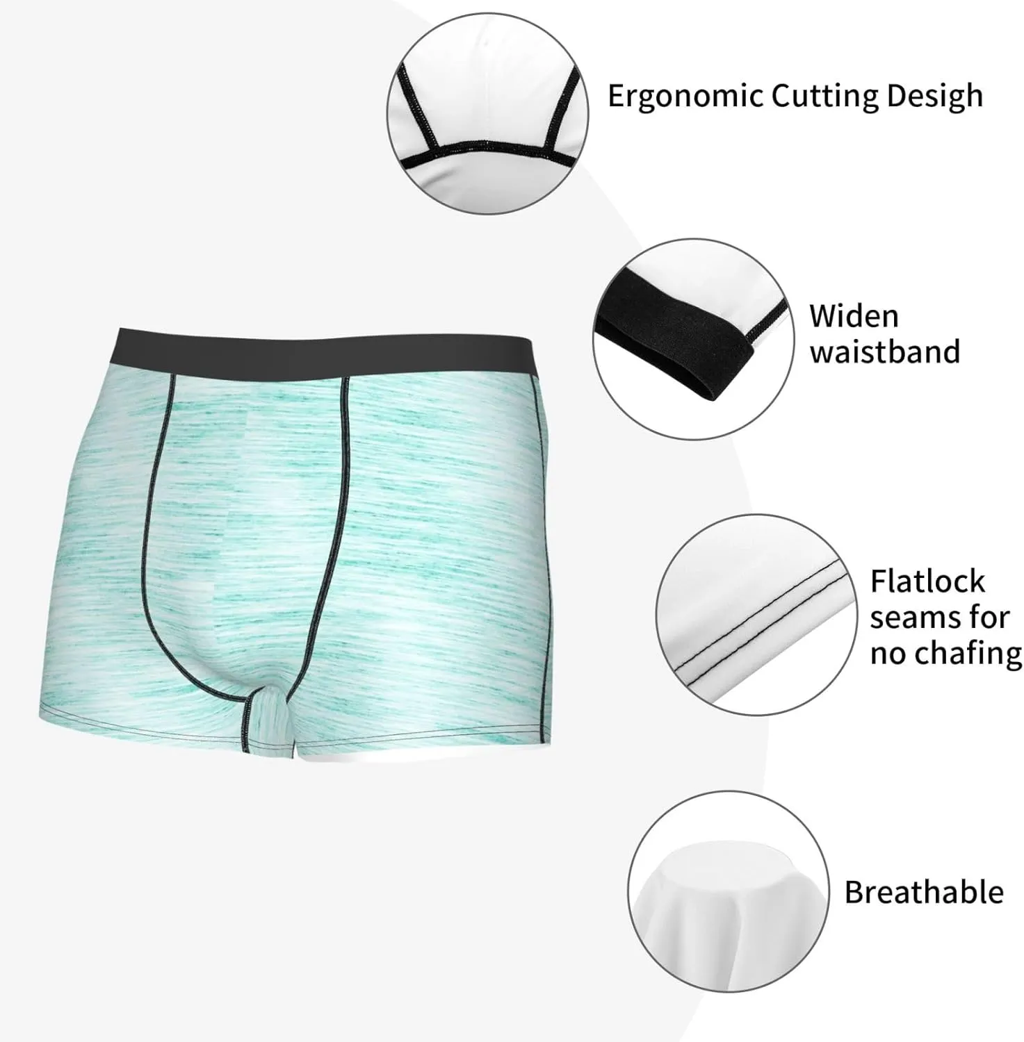 Blue Bright Print Boxer Briefs For Men Breathable Underwear-