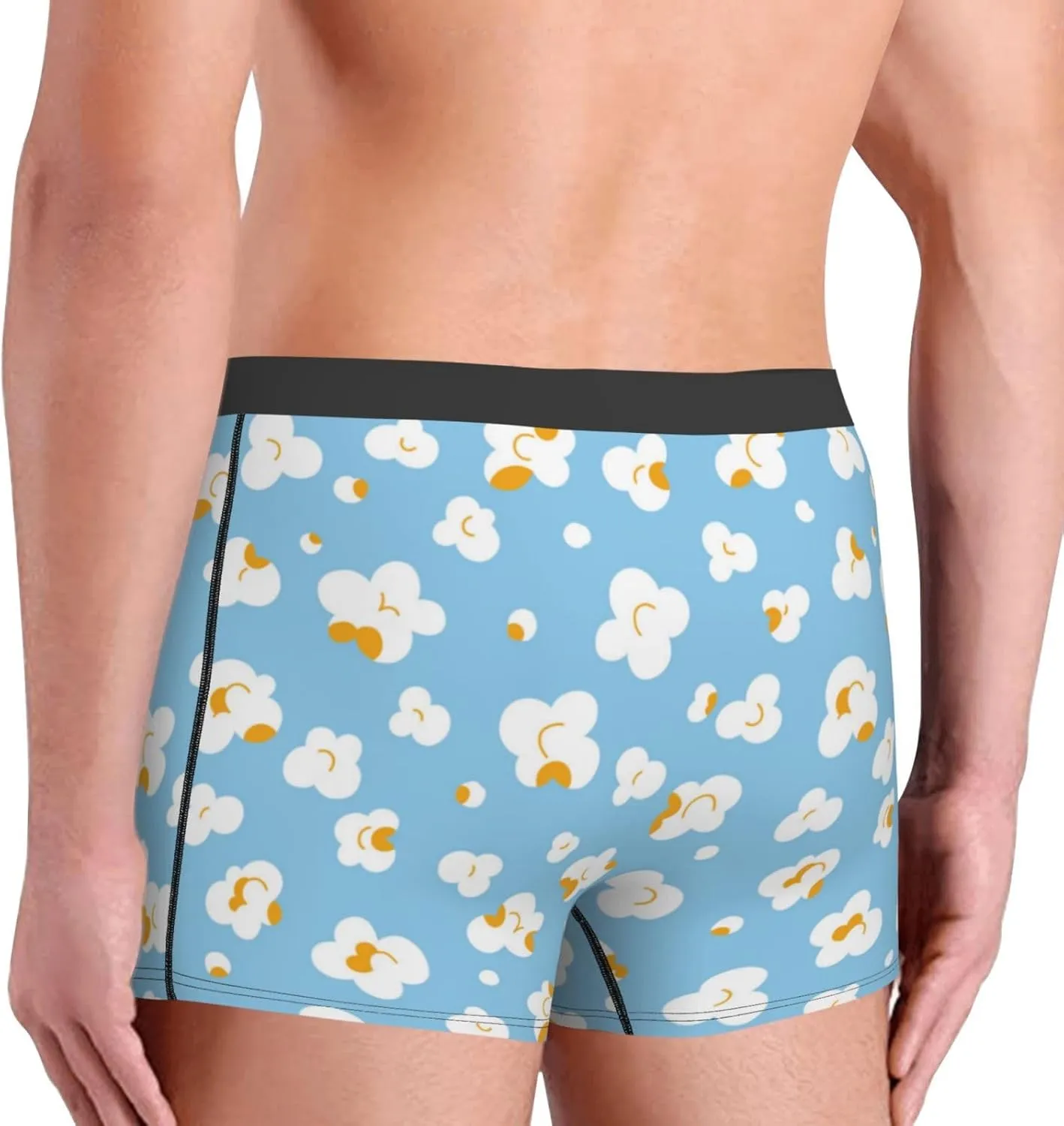Blue Popcorn Print Boxer Briefs For Men Breathable Underwear-