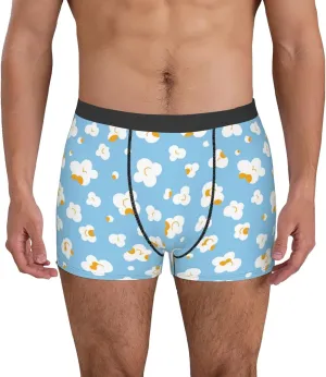 Blue Popcorn Print Boxer Briefs For Men Breathable Underwear-