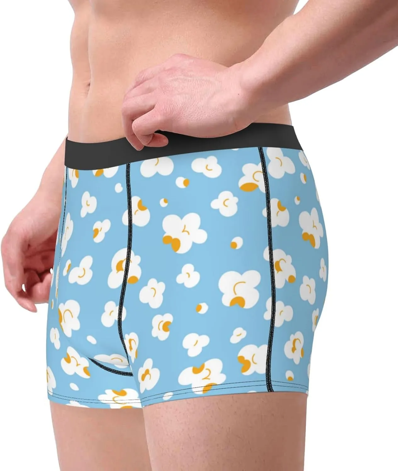 Blue Popcorn Print Boxer Briefs For Men Breathable Underwear-