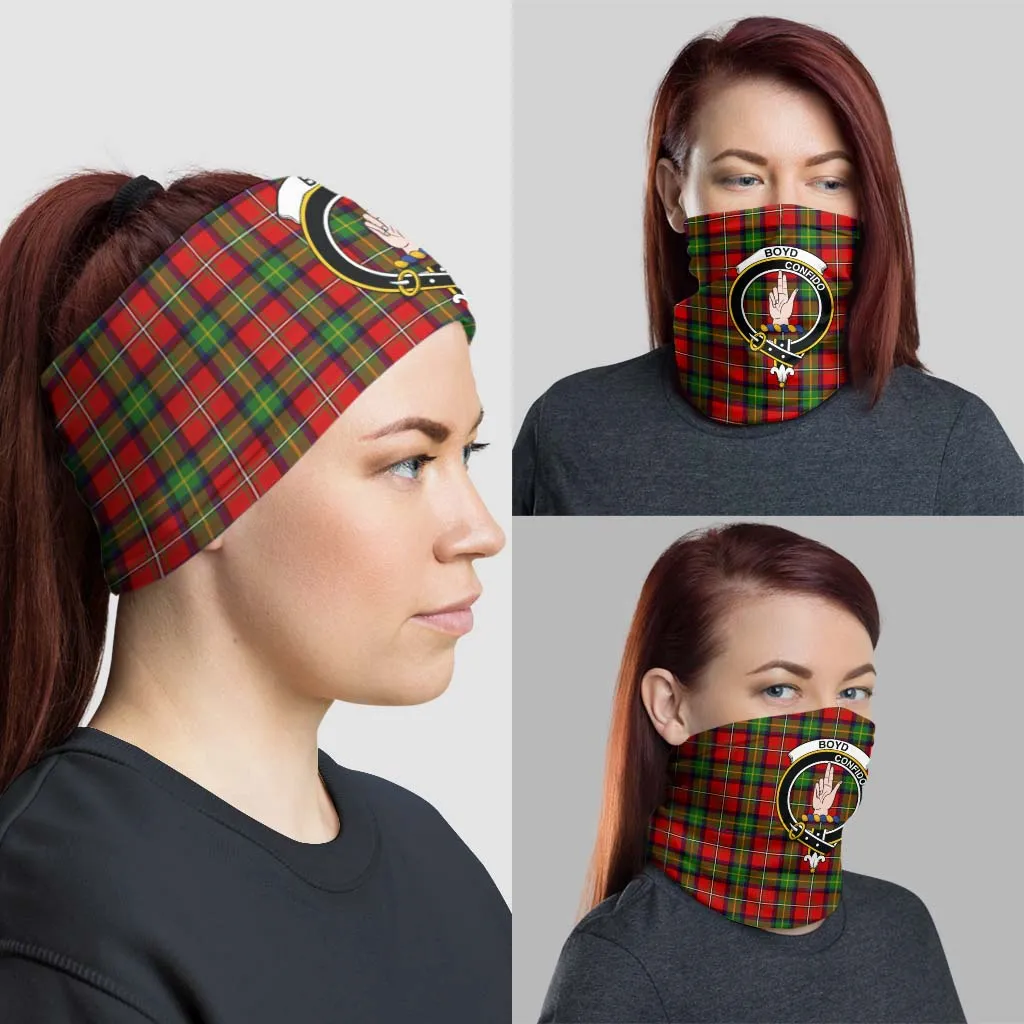 Boyd Tartan Neck Gaiters, Tartan Bandanas, Tartan Head Band with Family Crest