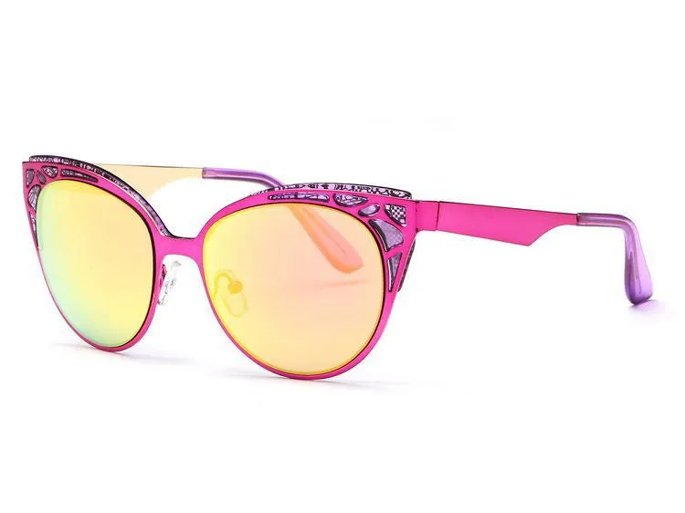 Brand Design Cat Eye Sunglasses Women High Quality Metal Frame Openwork Mesh Modeling Sun Glasses Oculos UV400