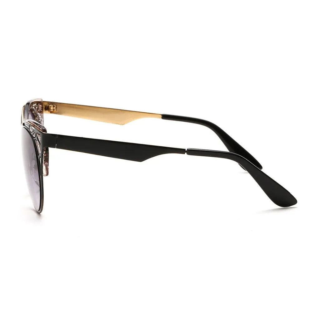 Brand Design Cat Eye Sunglasses Women High Quality Metal Frame Openwork Mesh Modeling Sun Glasses Oculos UV400