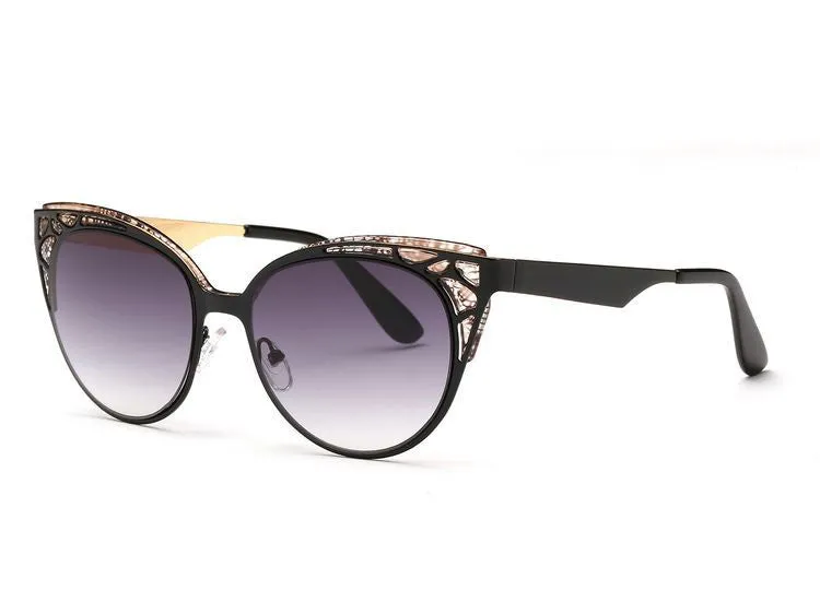 Brand Design Cat Eye Sunglasses Women High Quality Metal Frame Openwork Mesh Modeling Sun Glasses Oculos UV400