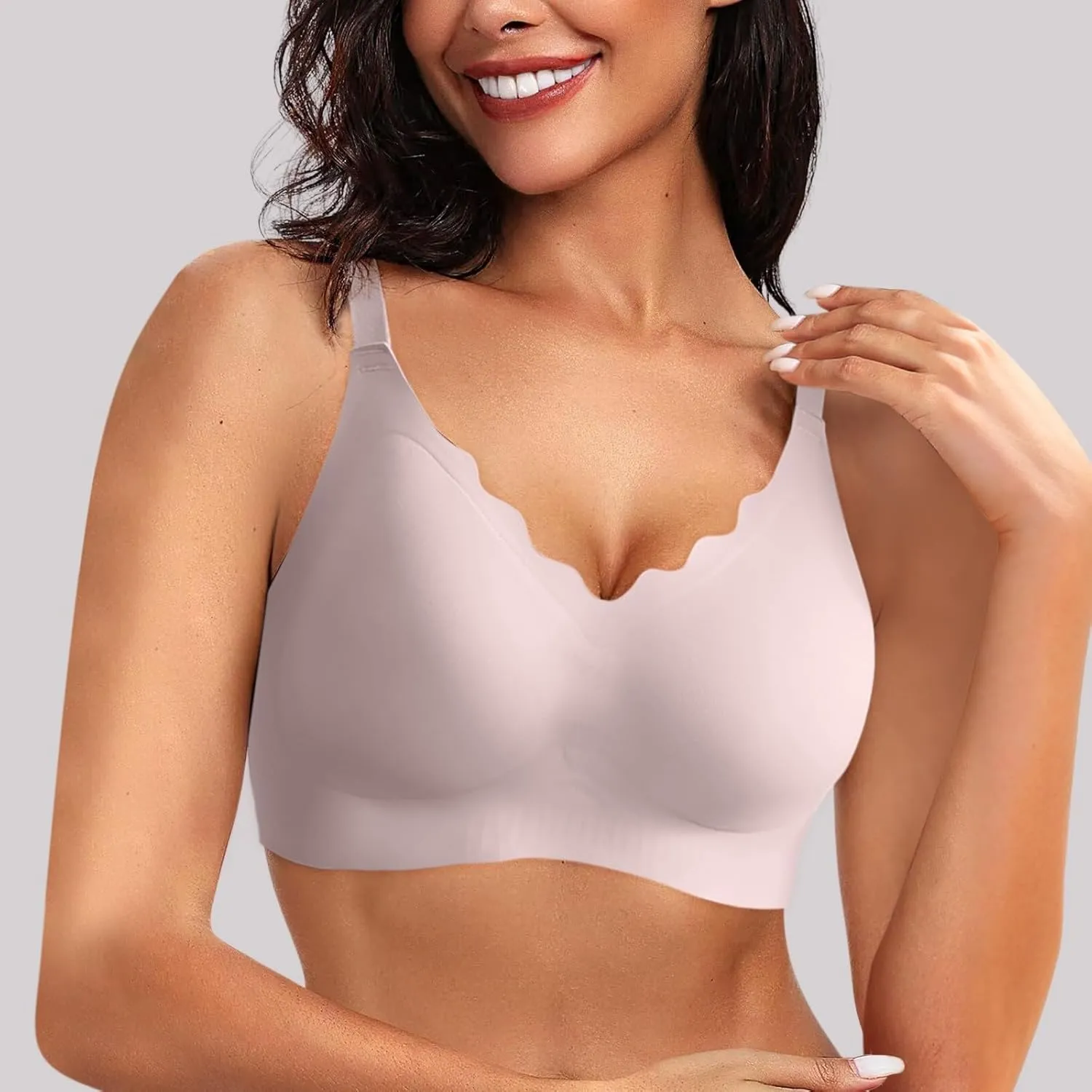 Bras for Women Seamless No Underwire Smoothing T-Shirt Bra Plus Size Support Soft Bralettes Full Coverage Push Up Bra