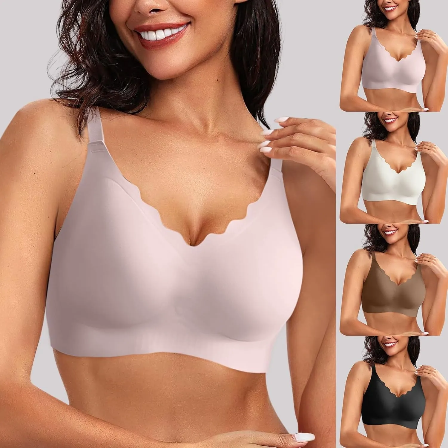 Bras for Women Seamless No Underwire Smoothing T-Shirt Bra Plus Size Support Soft Bralettes Full Coverage Push Up Bra