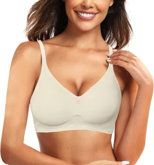Bras for Women Seamless No Underwire Smoothing T-Shirt Bra Plus Size Support Soft Bralettes Full Coverage Push Up Bra
