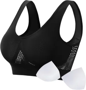 Breathable Cool Liftup Air Bra,Padded Sports Bra for Women,Womens Underwear Breathable Large Size Snug Bras No Steel Ring