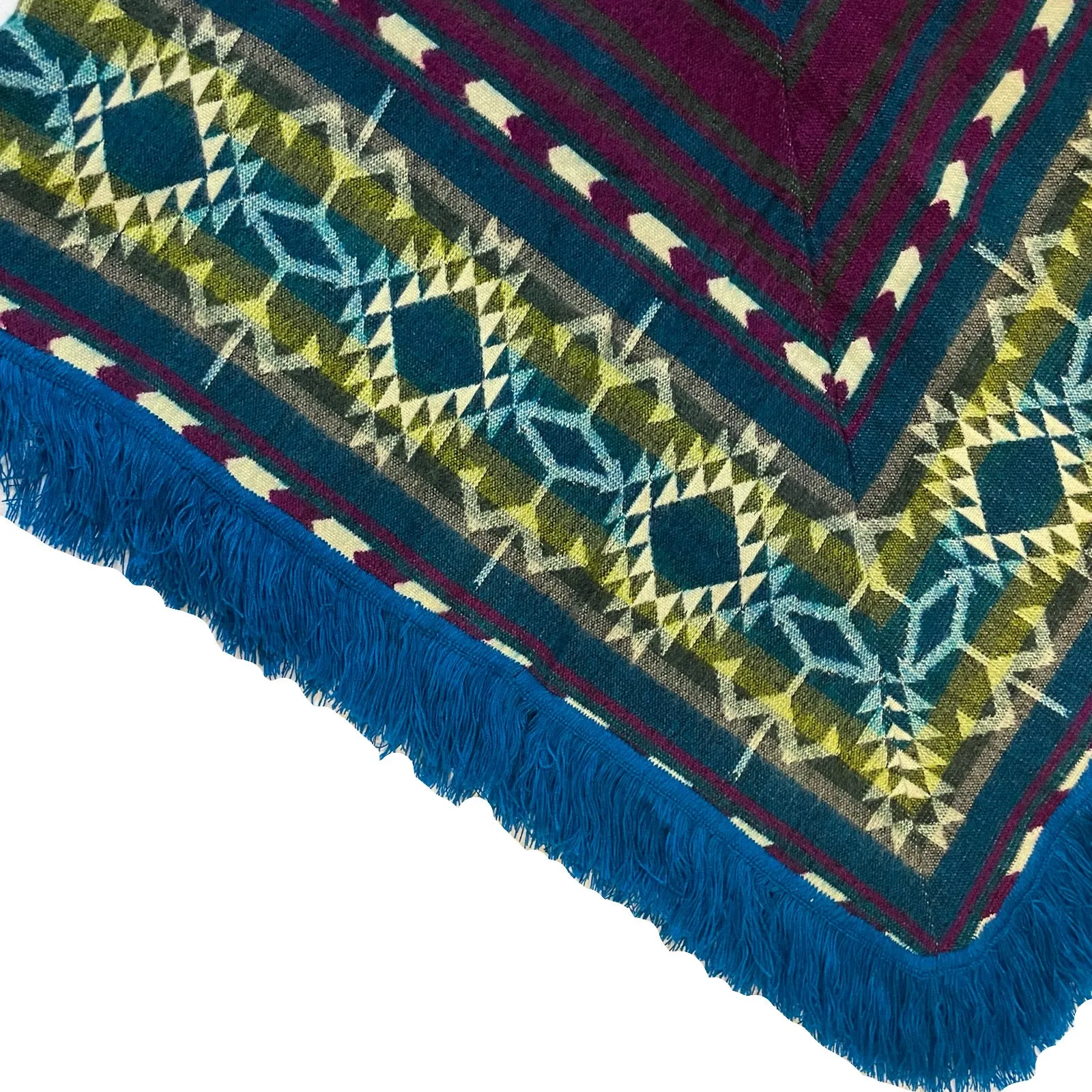 Bright Sky OOAK Fringe Button Front Poncho