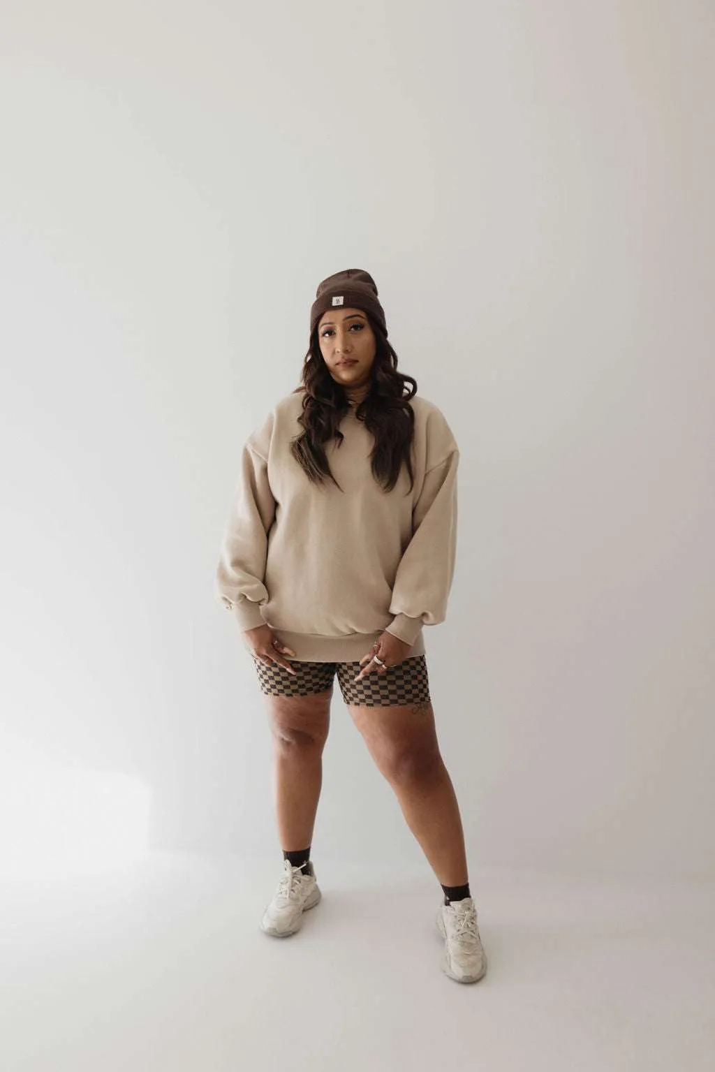 Brown   Black Checkerboard | Children & Women's Ribbed Checker Biker Shorts