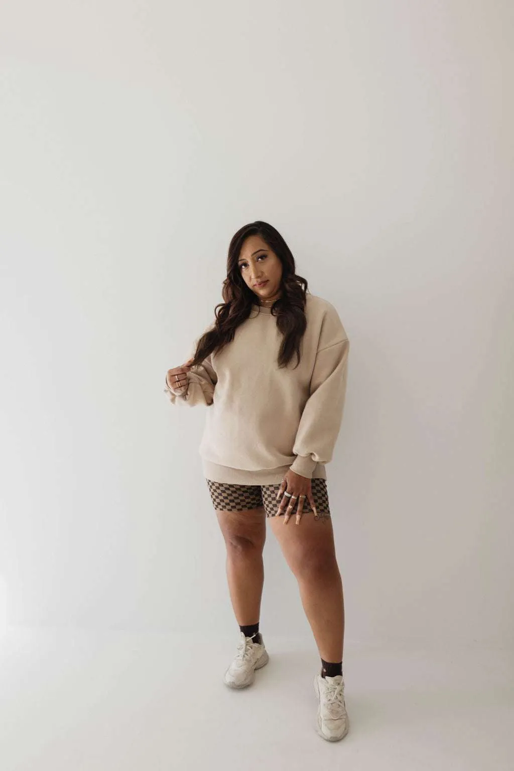 Brown   Black Checkerboard | Children & Women's Ribbed Checker Biker Shorts