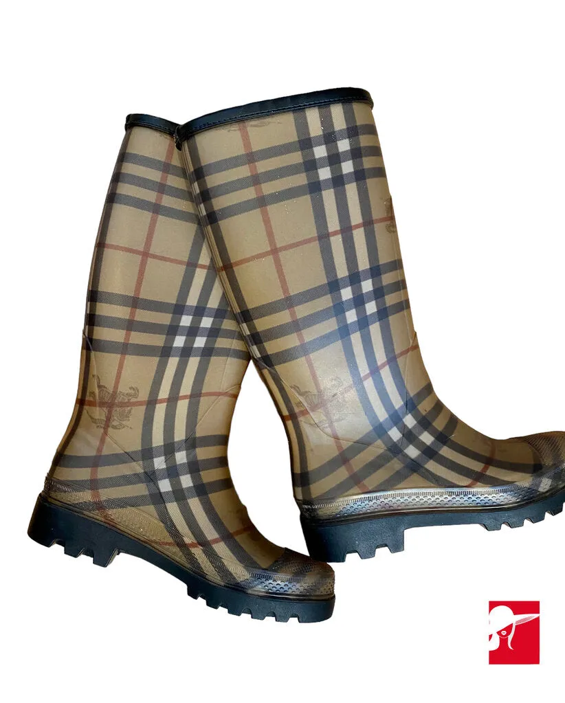 Burberry Nova Check rubber rain boots size 35/5
