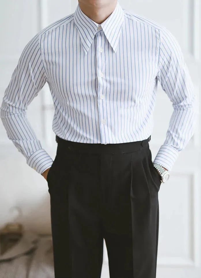 Business slim fit striped italian shirt