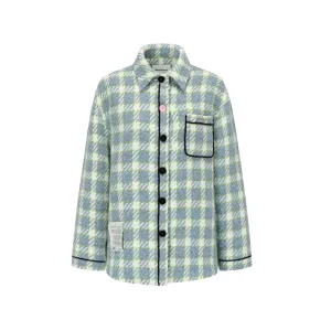 Button-Detailled Tweed Shirt in Blue