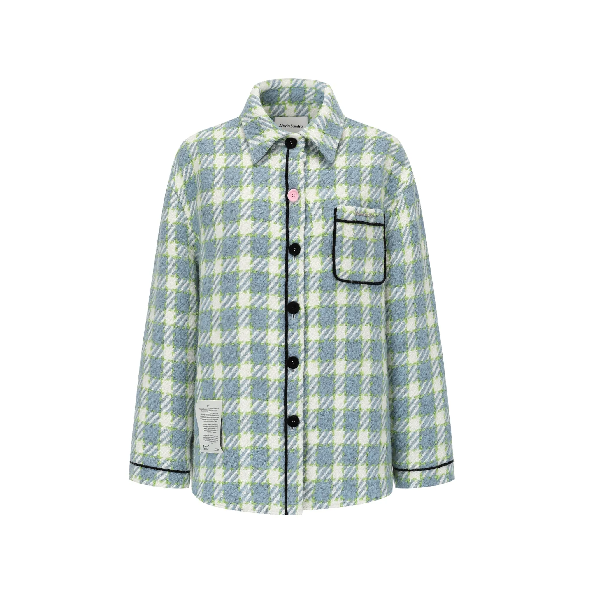 Button-Detailled Tweed Shirt in Blue