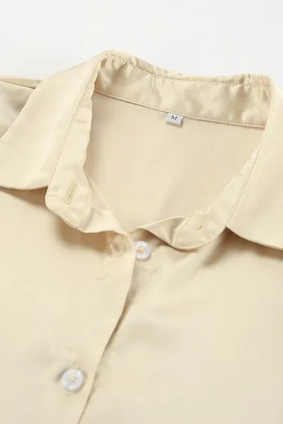 Button Down Long Sleeve Satin Shirt