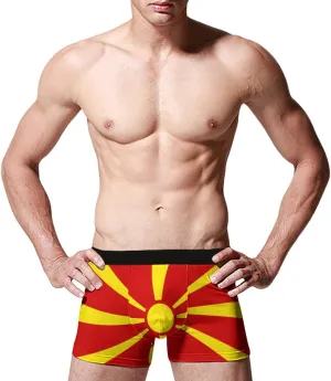 Calculay Macedonia Flag Men's Boxer Briefs Breathable Sports Shorts