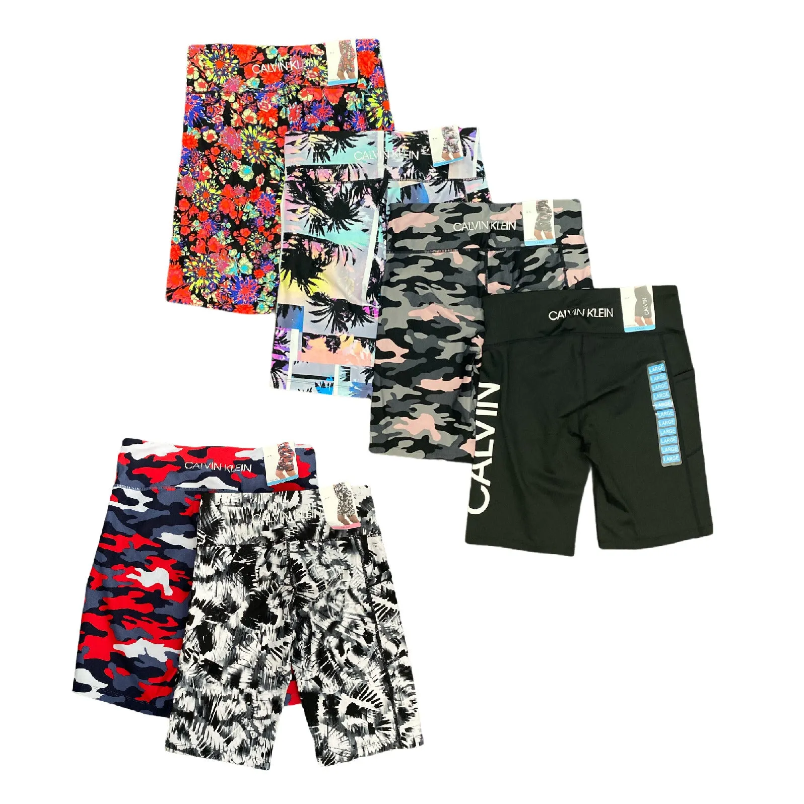 Calvin Klein Women's Performance High Waist 9" Printed Bike Shorts w/ Pocket