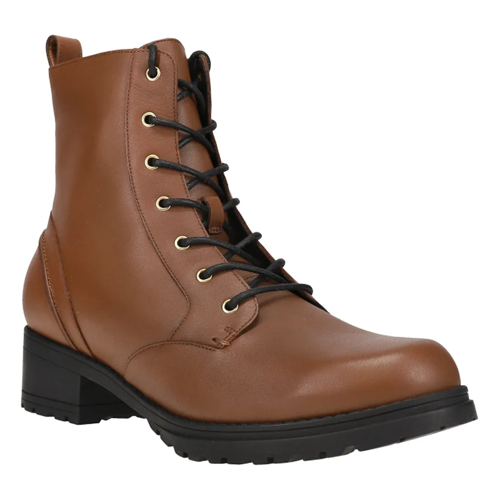 Camea Round Toe Zippered Combat Boots