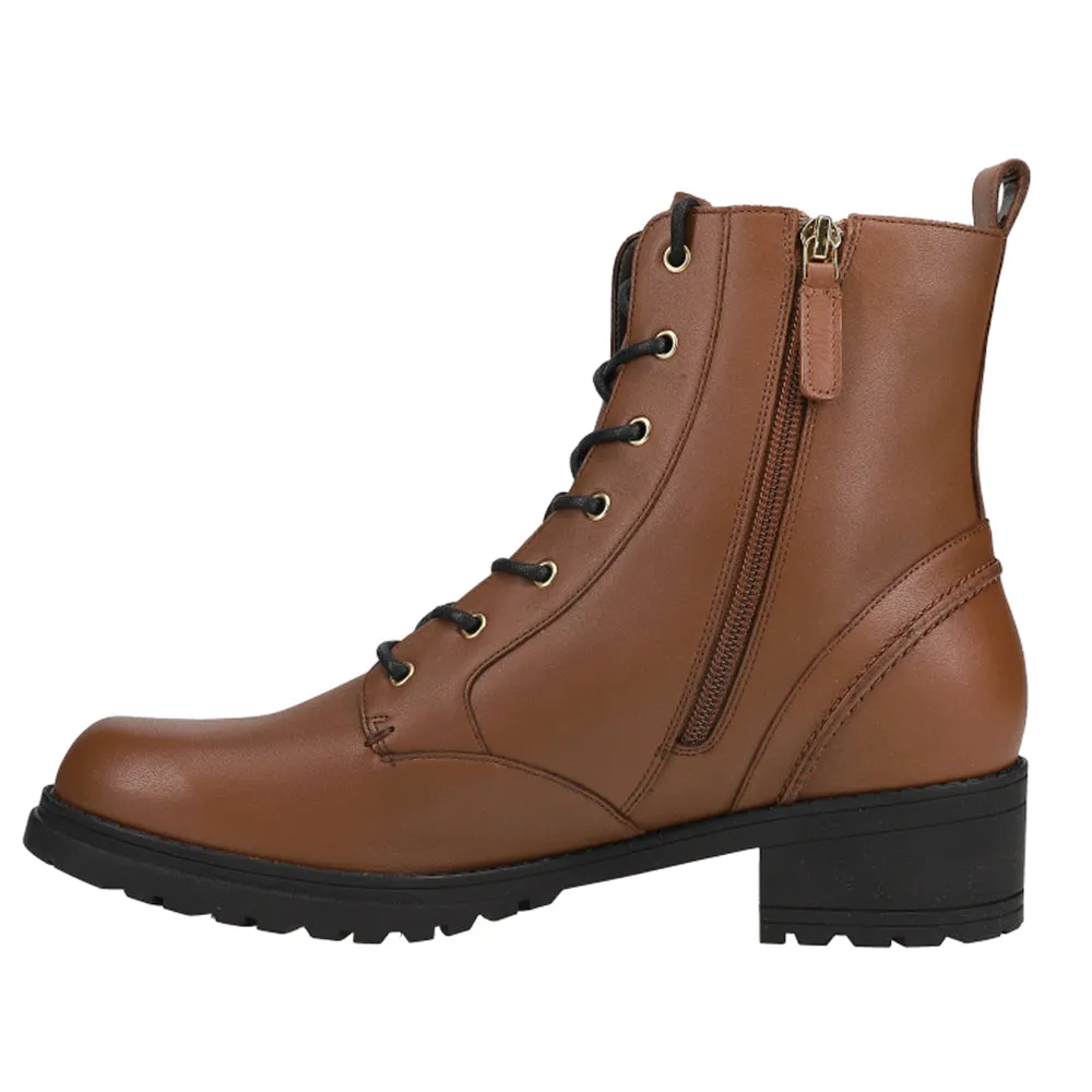 Camea Round Toe Zippered Combat Boots