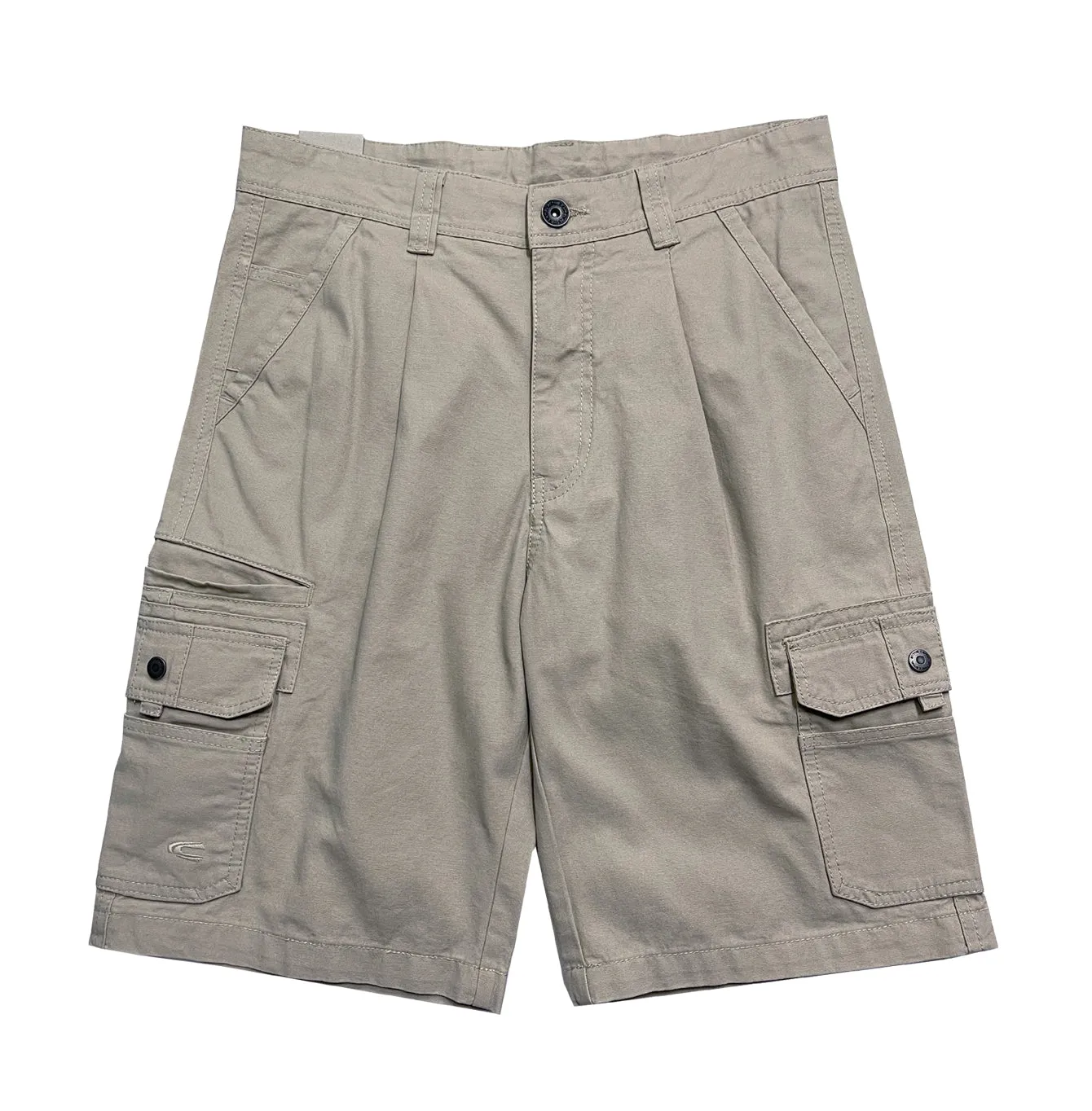 camel active Men Cargo Shorts in Regular Fit with Multipockets in 3 Colours Solid Cotton Canvas 9-303AW24CT0907
