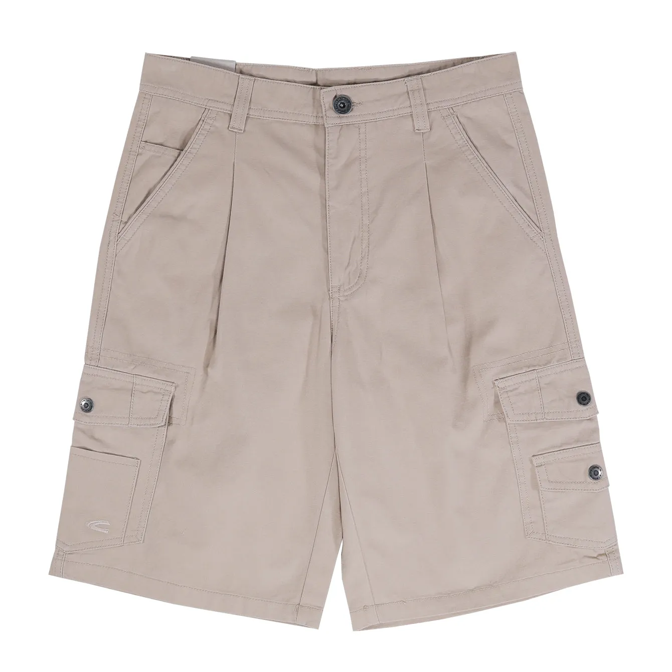 camel active Men Cargo Shorts in Regular Fit with Multipockets in 3 Colours Solid Cotton