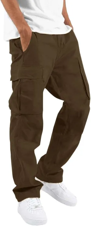 Camo Cargo Pants for Men Loose Fit Casual Lightweight Straight Cargo Sweatpants with Pockets Outdoor Hiking Joggers