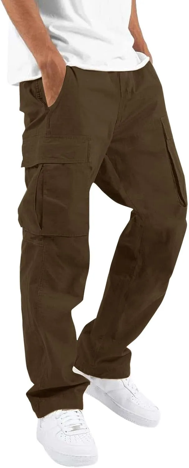 Camo Cargo Pants for Men Loose Fit Casual Lightweight Straight Cargo Sweatpants with Pockets Outdoor Hiking Joggers